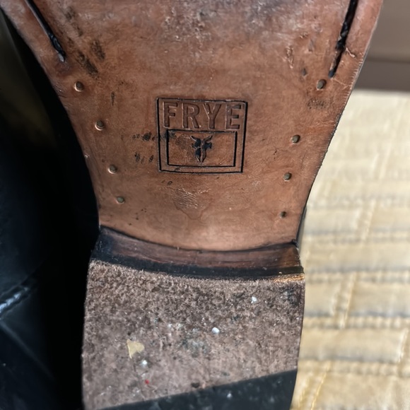 FRYE black leather boots pull on size 9 - Picture 5 of 6